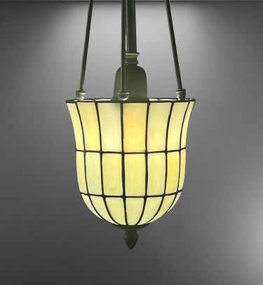 White Opalescent Leaded Glass Pendants